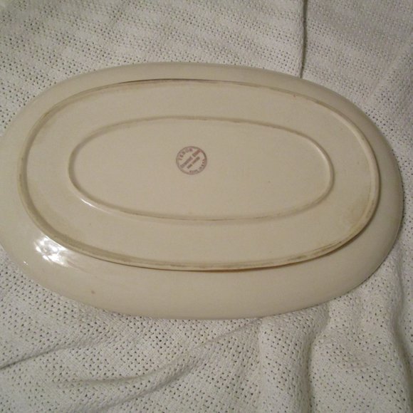 Vintage Mid Century Crownford China Tebor Handpainted Gold Trim Platter USA - Picture 3 of 7